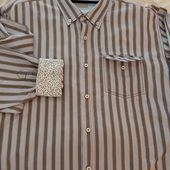 Tommy Bahama Jeans Shirt Mens 2XL Stripped Flip Cuff Preppy Long Sleeve Button - Picture 1 of 12